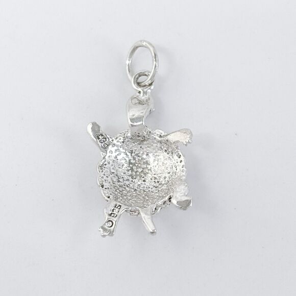 Vintage Sterling Silver 925 Textured Turtle Charm Pendant - Picture 4 of 6